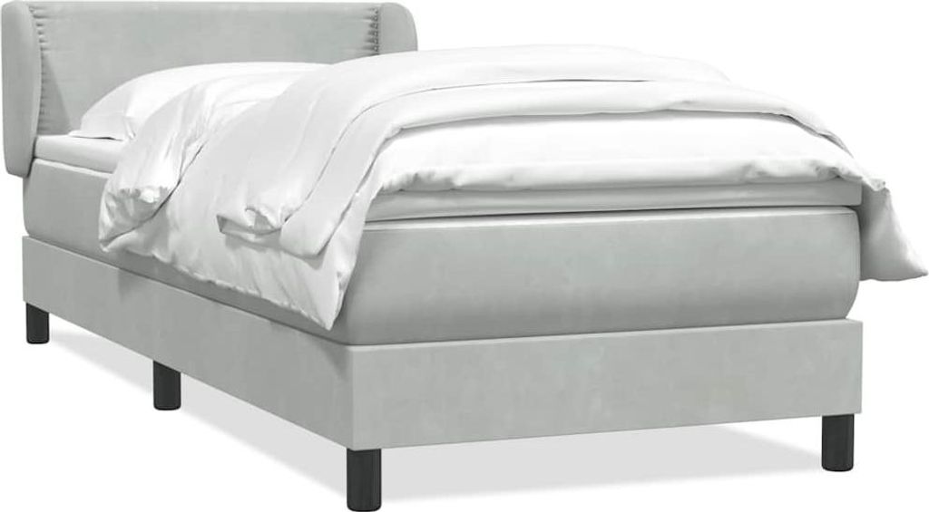 vidaXL Boxspringbett mit Matratze Hellgrau 80x220 cm Samt