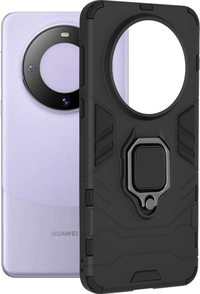 Dauerhafte Ring Armor Hülle für Huawei Mate 60 - Schwarz Produktbild 