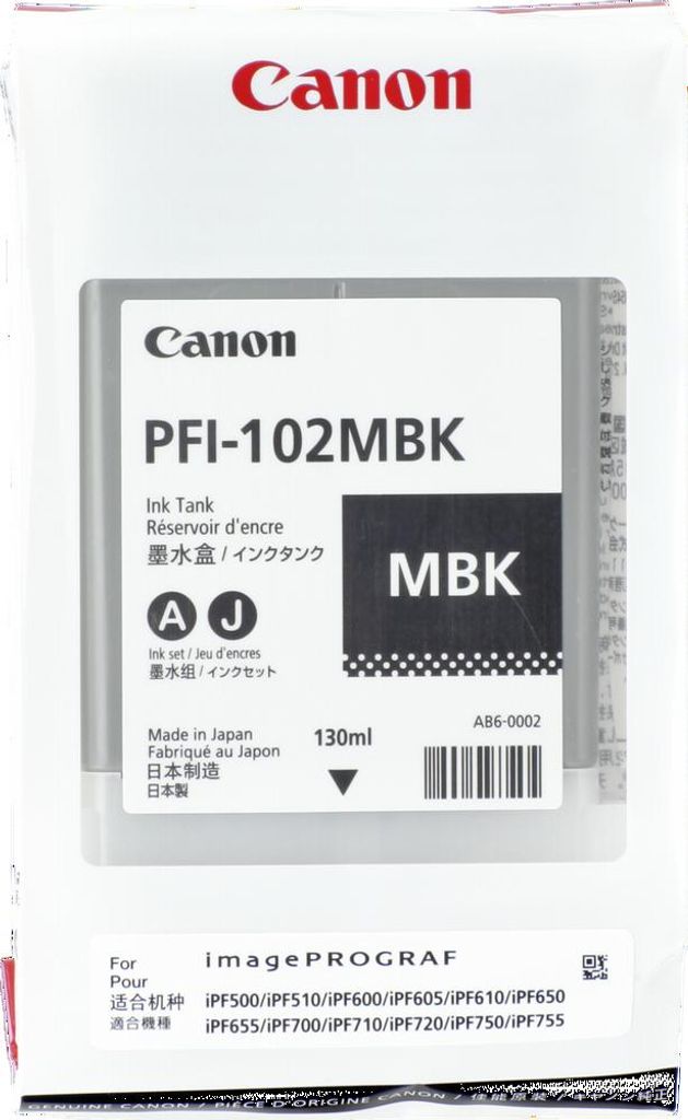Canon PFI-102 MBK - matte black - ink Productafbeelding 