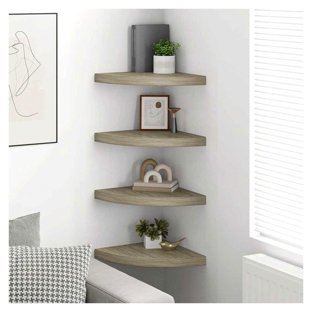 Eck-Wandregale 4 Stück Eichen-Optik 35x35x3,8 cm MDF