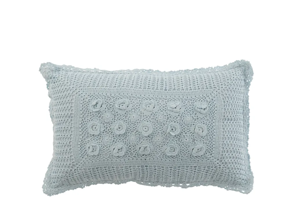 Coussin Rectangulaire Bleu J-Line en Coton : Finie la Déco Trop Fade !
