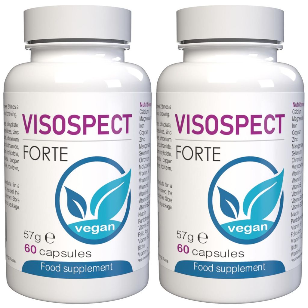 Visospect - 120 Kapseln (2x60) hochdosiert - Original Rezept aus der Schweiz - Vegan & Pflanzlich mit Vitaminen & Mineralien - 2er Pack
