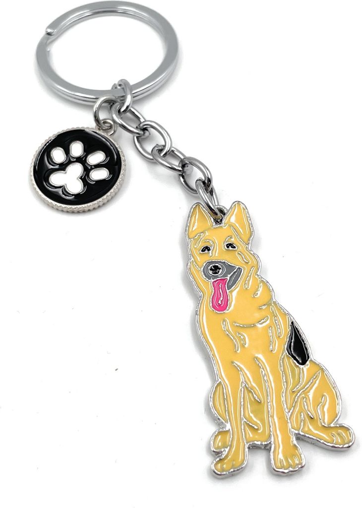 Onwomania - Hund Schäferhund deutsch - Metall Schlüsselanhänger, ideal als Geschenk z.B. für den besten Freund, die beste Freundin, Mama - Fü...