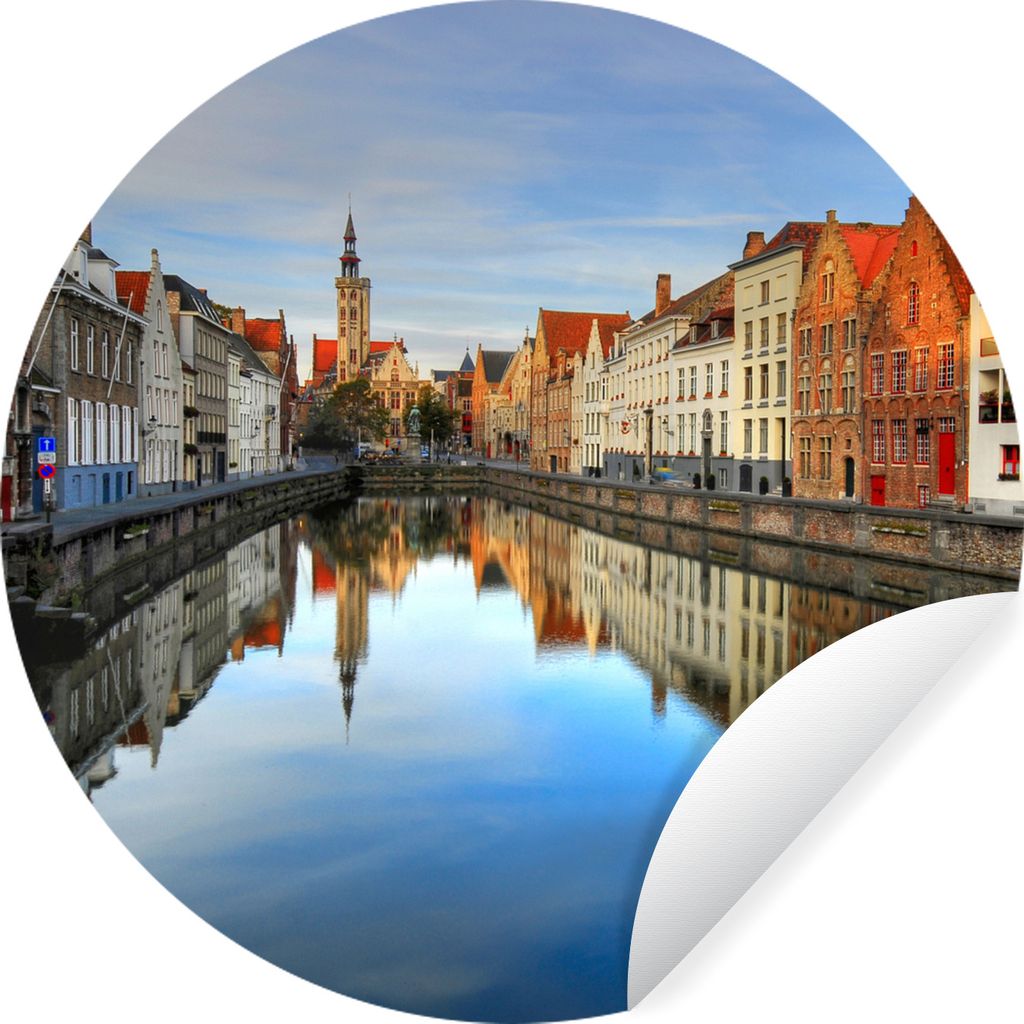 MuchoWow Runde Wandtattoo - Wandsticker Tapete Aufkleber Belgien - Kanal - Haus Ø 30 cm Selbstklebend und Repositionierbar - Wandaufkleber - Kre...