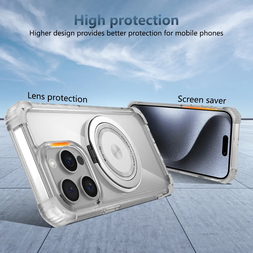 Custodia IPhone 15 Plus Con Anello Magnetico 360° E Supporto, Antishock Militare, Sottile Nera - 3