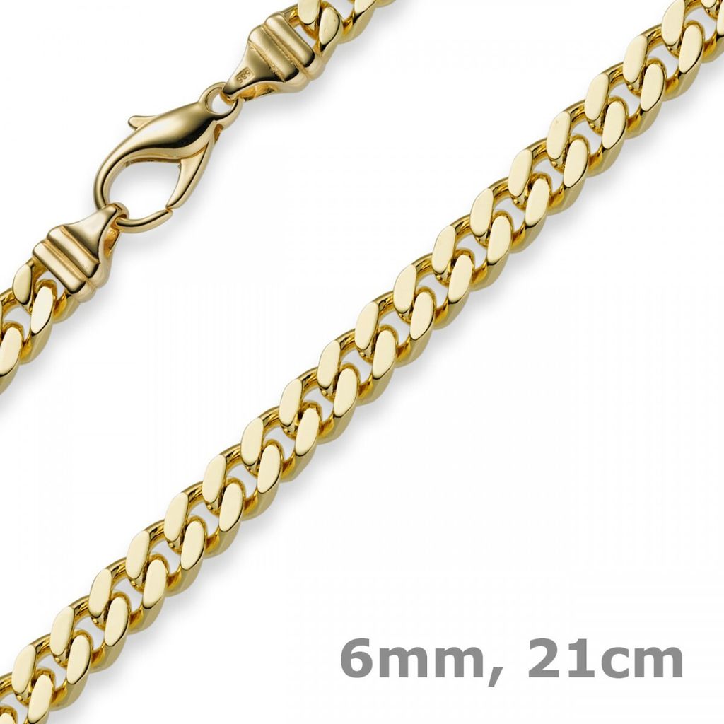 6mm Panzerarmband Armband Armkette 585 Gold Gelbgold 21cm Herren Goldarmband