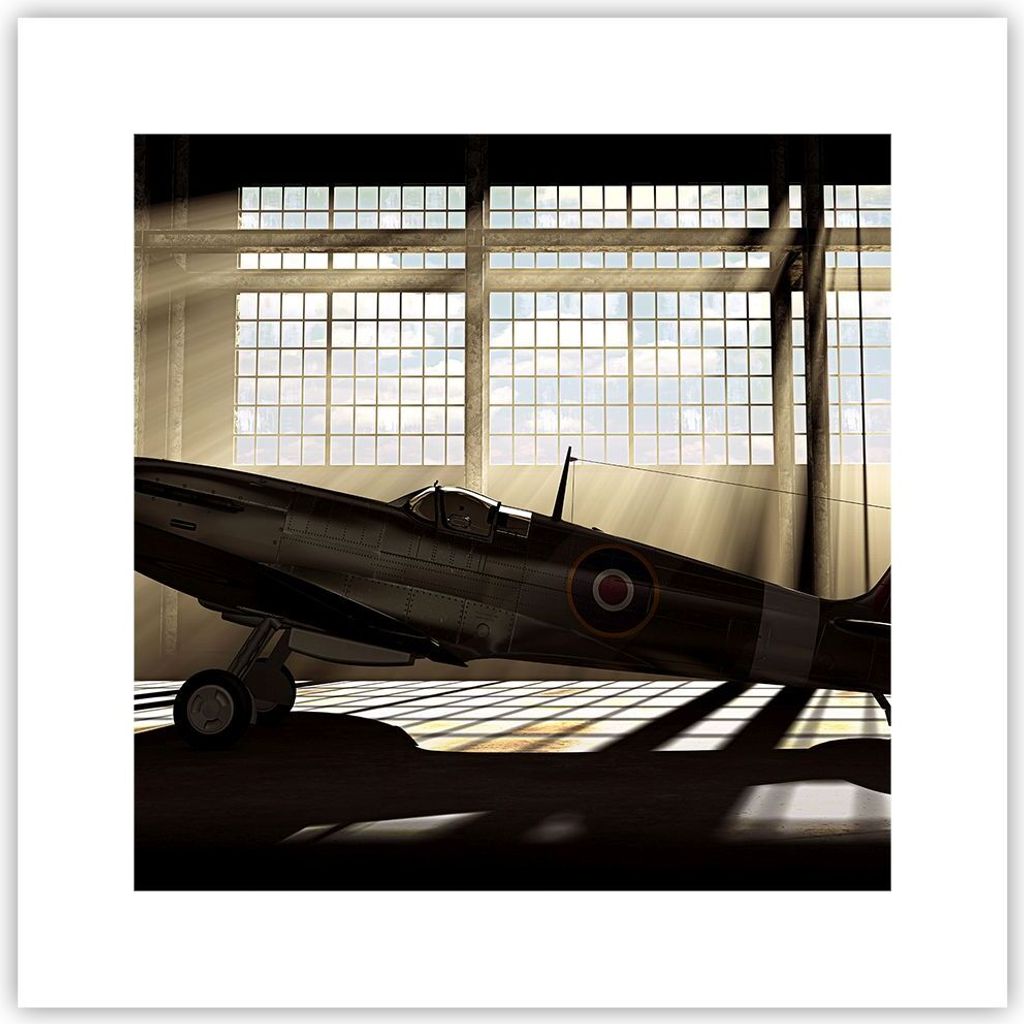 Poster - Poster ohne Rahmen - Airplain Hangar Flug historisch - 30x30 cm - Wand Bild - Wanddeko - Wandbilder - Kunstposter - Wandposter - Bilder - ...