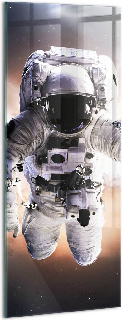Designer Glasbild - Wandbild - Glas Bild - 50x125 cm - Astronaut Im Weltraum