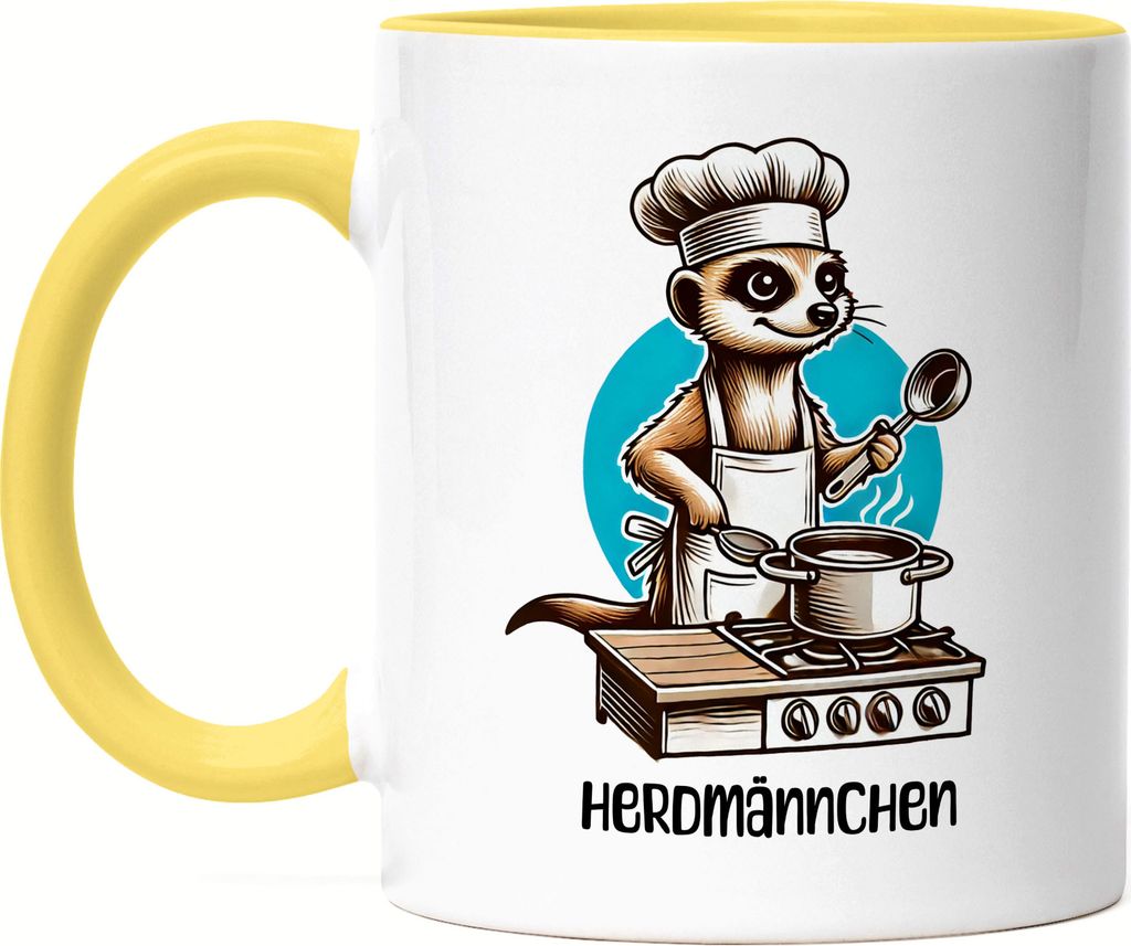 Herdmännchen Tasse gelb Koch Hobbykoch Chefkoch Küche Kochen Grillen