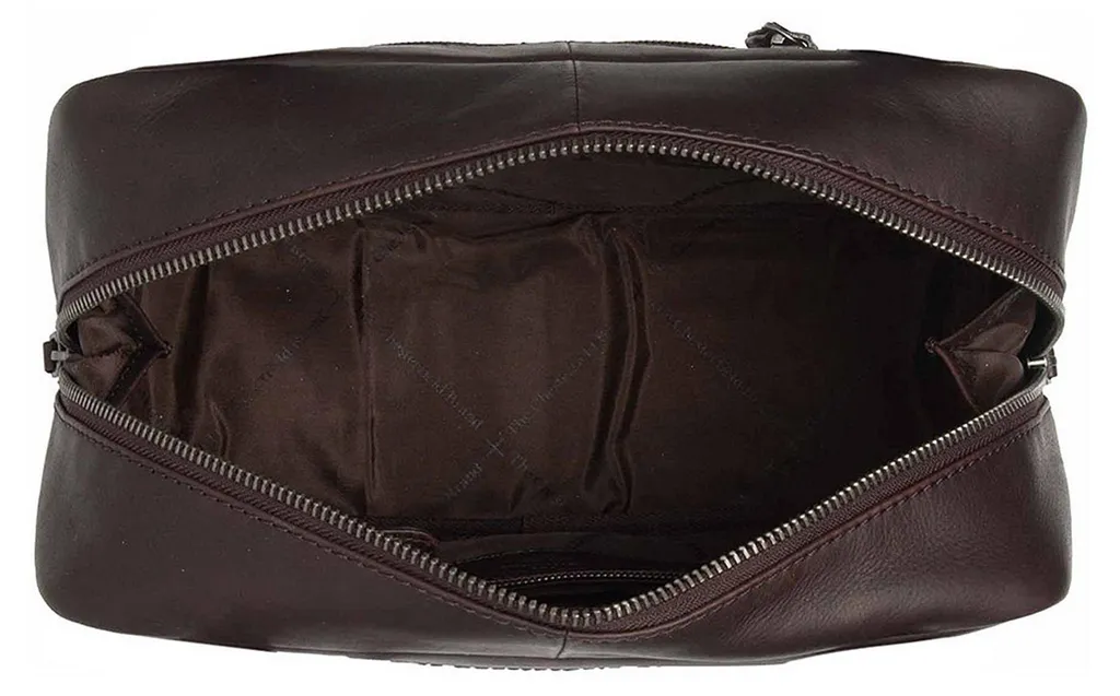 Sac à main en cuir véritable avec bandoulière réglable marron - 3