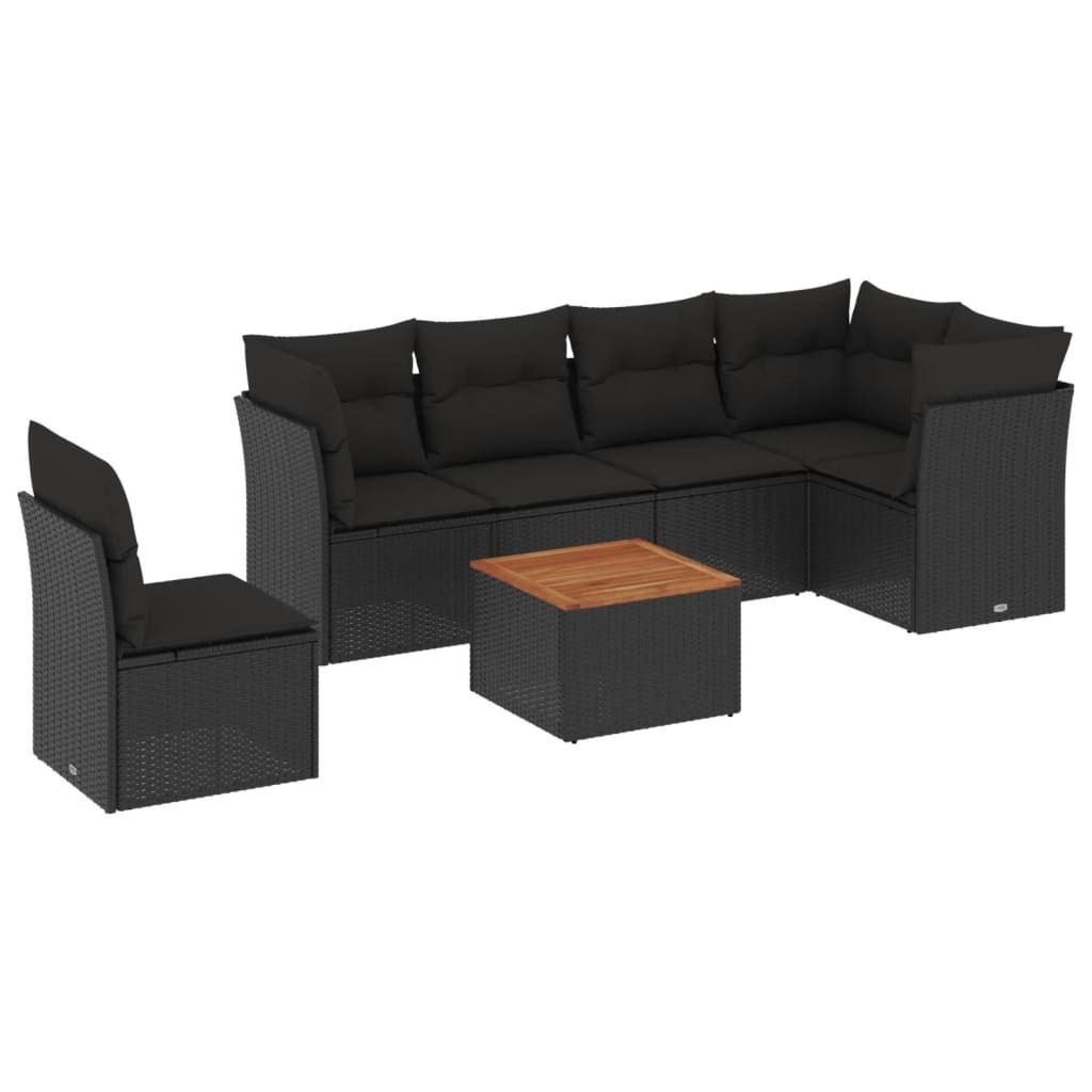"2026 Aktion" 7-tlg. Garten-Lounge-Set - elegantes Design - Sitzgruppe/Gartengarnitur - mit Kissen Schwarz Poly Rattan - Terassenmöbel NeuMöbel68...