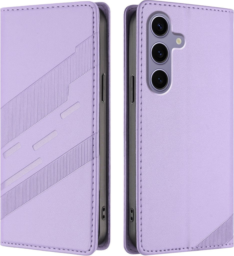 Hülle für Samsung Galaxy S24 FE, Kunstleder Brieftaschen Handyhülle mit Kartenfach und Standfunktion Violett