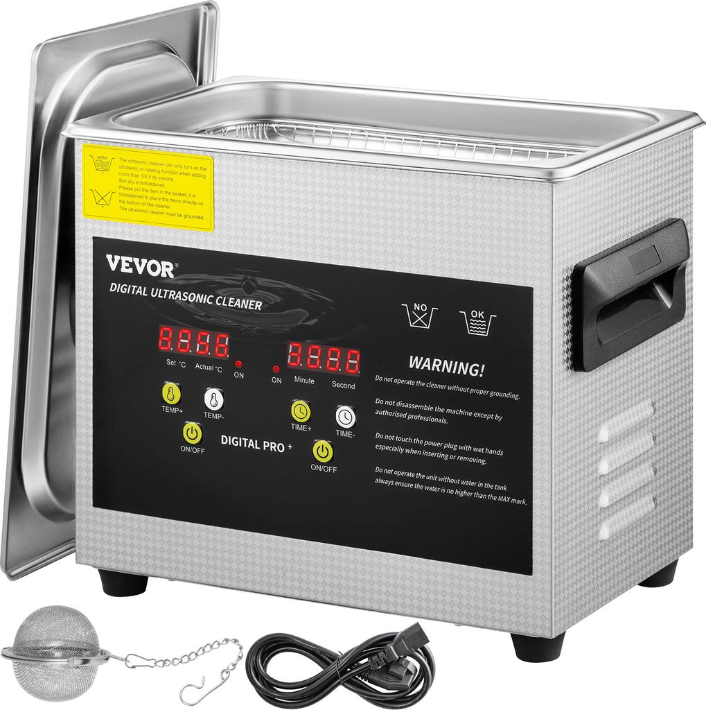 VEVOR 3 L Vylepšená ultrazvuková čistička (200 W ohřev, 120 Obrázek produktu