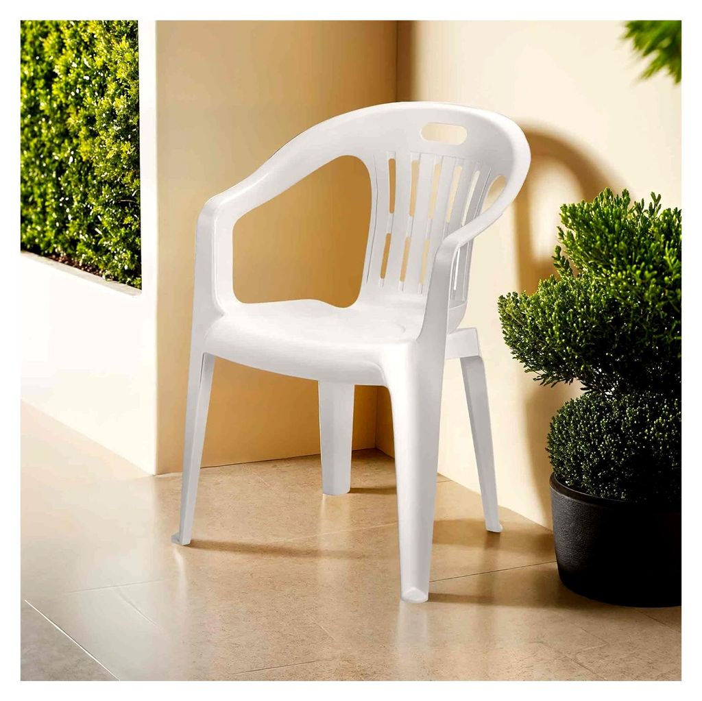 Sicignano | Gartenstuhl aus Kunststoff, Piona-Sessel, Stuhl mit Armlehnen für den Außenbereich, niedrige Rückenlehne, stapelbar, leicht, leicht ...