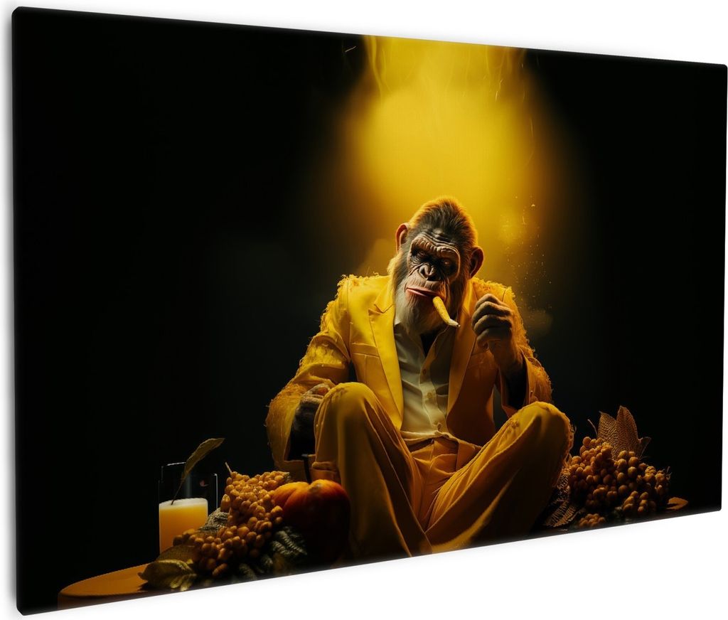 Wallario Premium Leinwandbild The Boss - cooler Monkey in Größe 60 x 90 cm