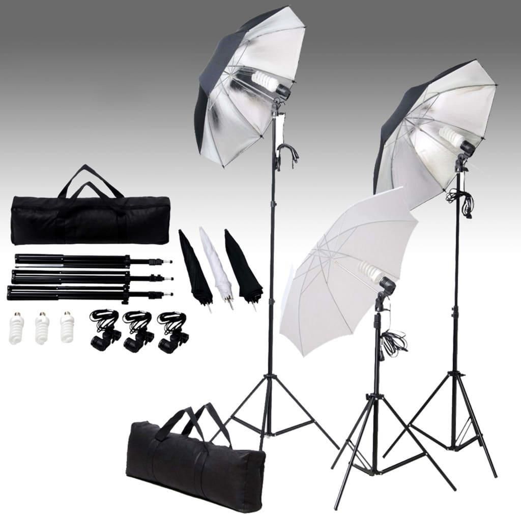 vidaXL Fotostudio-Set mit Lampen und Hintergrundsystem