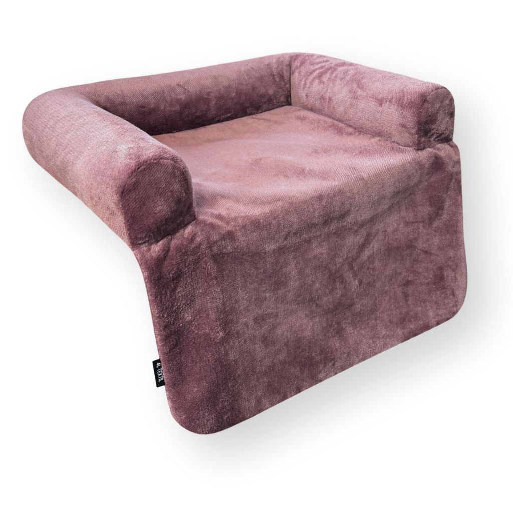 4L Textil Gemütliches Hundebett für das Sofa Lara Sofaschutz Kuscheliges Hundedecke mit Bezug Hundekissen (110x90 cm, Rosa)