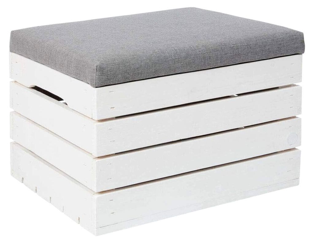Sitzbank Sitzhocker Holz Kiste Polsterbank Sitzbox 40x50x35 cm bis 150 kg, Grau