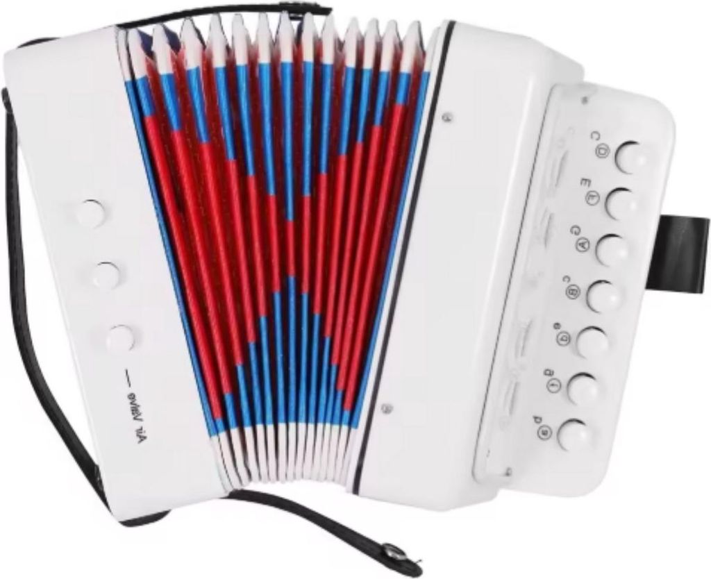 Kinder-Akkordeon – Musikinstrument für Kinder – 2 Bässe – 7 Töne – Weiß – Spielzeug-Instrument