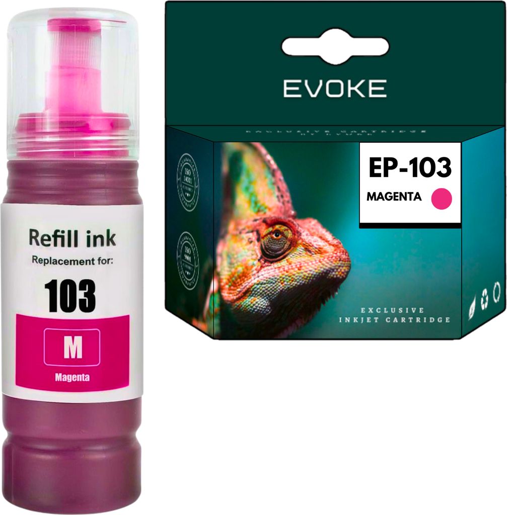 Druckerpatronen Tintenpatrone für Epson 103 Magenta 70 ml | Ersatz für EcoTank L3251 L3250 L3150 L3151 L3260 L3256