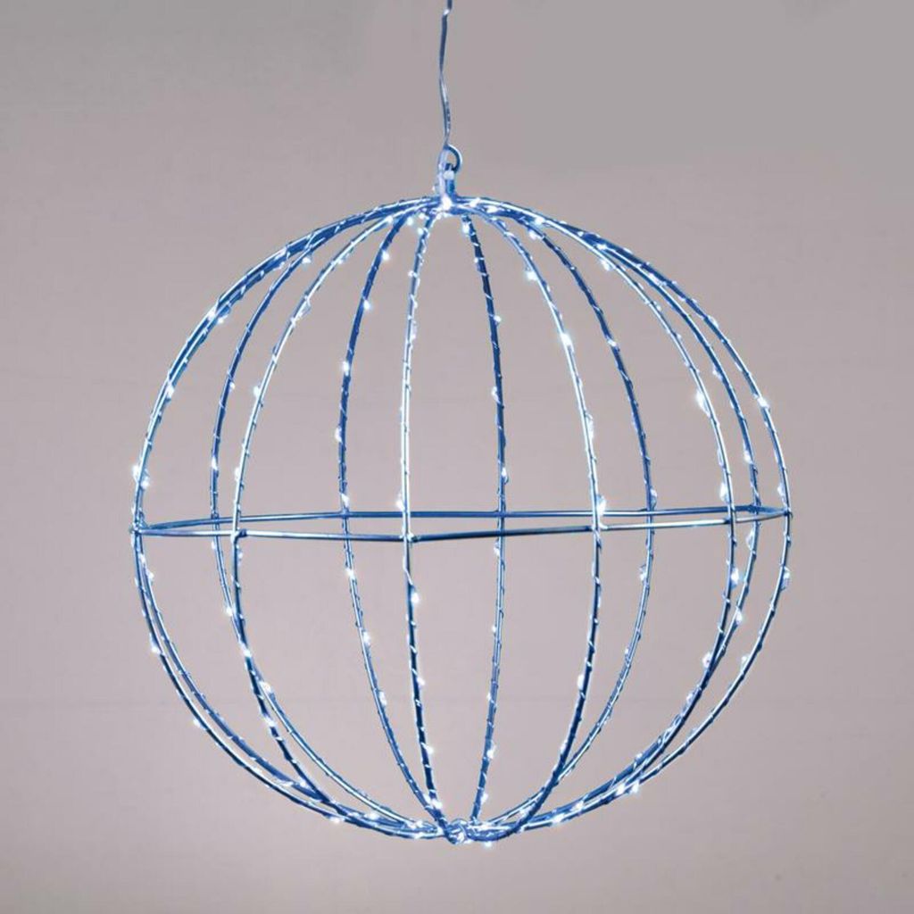 ACA D20CM silberne Kugelleuchte mit 96 blauen LEDs, 220–240 V, Schutzart IP44, 3 m transparentes Stromkabel X069664226