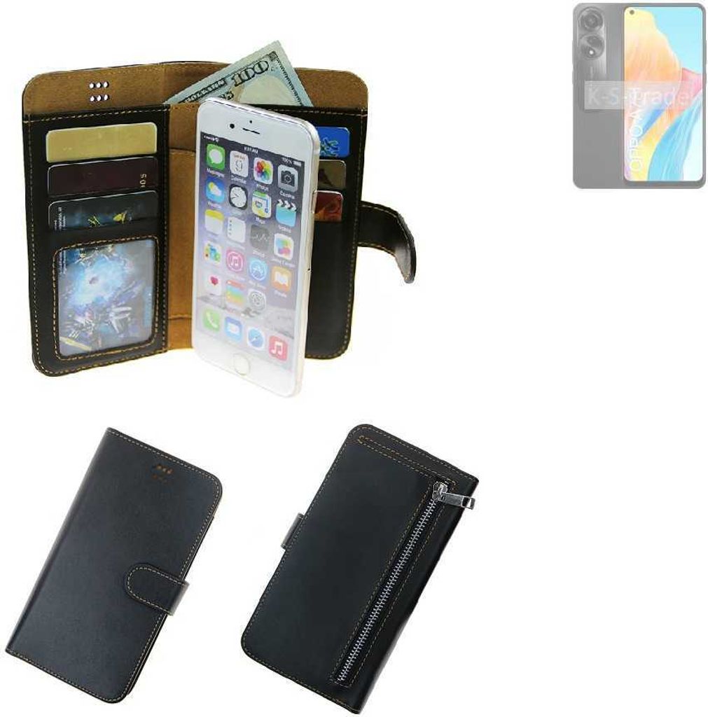K-S-Trade Schutz Hülle kompatibel mit Oppo A78 4G Klapphülle Case Phone cover Slim Handytasche Handy Hülle schwarz aus Kunstleder (1 Stk)