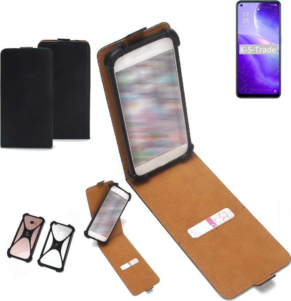 K-S-Trade Handyhülle Schutzhülle kompatibel mit Oppo Reno5 Z 5G Hülle Case Cover Flip Style Bumper schwarz 1x