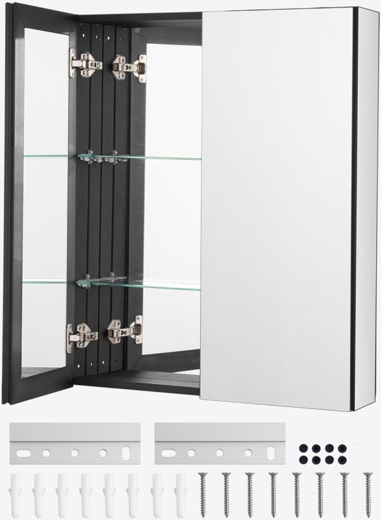 Verstellbarer Medizinschrank Arzneischrank mit Spiegel - 662x135x762mm - Platzsparender Badezimmerschrank