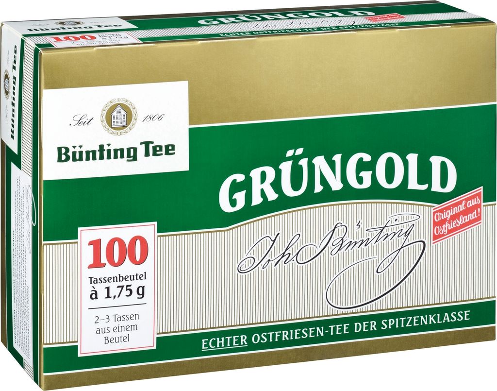 Sachet de tasse d'or vert Bünting (100 x 1,75 g) Image du produit 