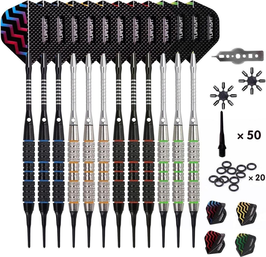 Dartpfeile Set 18g Kunststoffspitze 9 Stk. 50 Dartspitzen Produktbild 