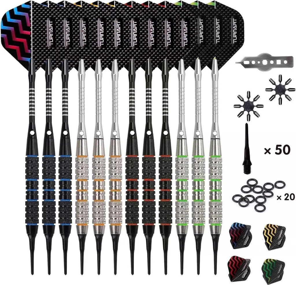 Kit fléchettes pointe plastique 18g avec 9 fléchettes et accessoires de vol