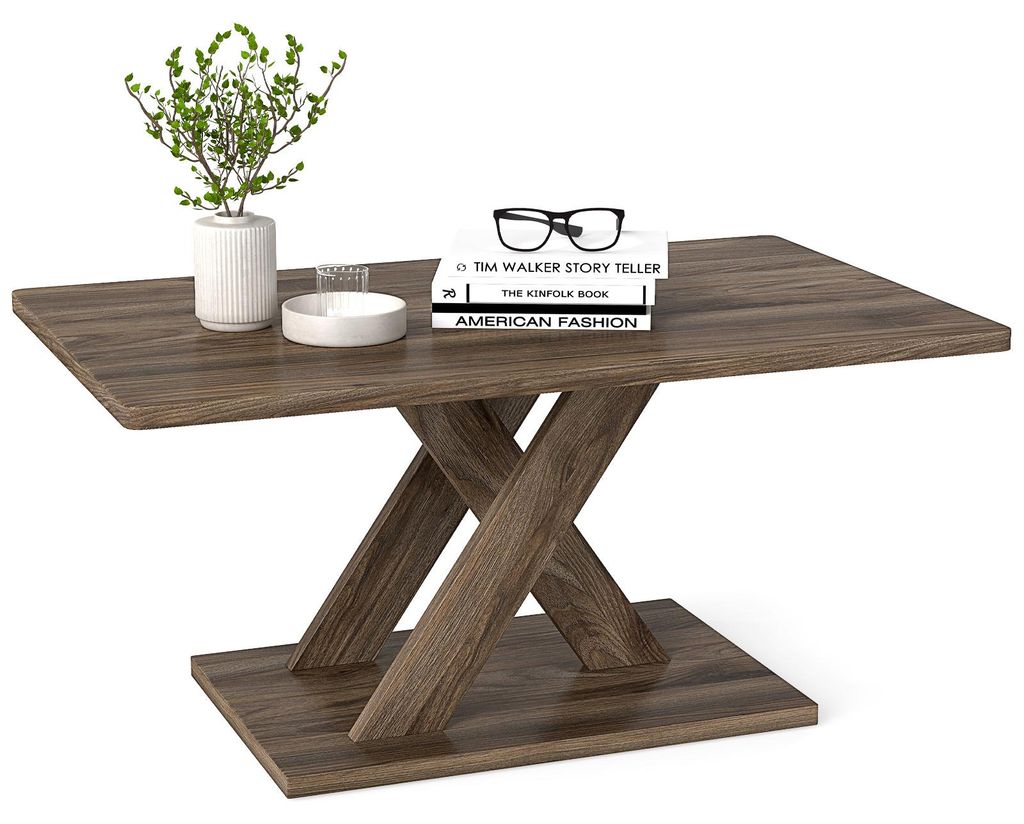 COSTWAY Couchtisch, Wohnzimmertisch mit Holzoptik & Breiten Produktbild 