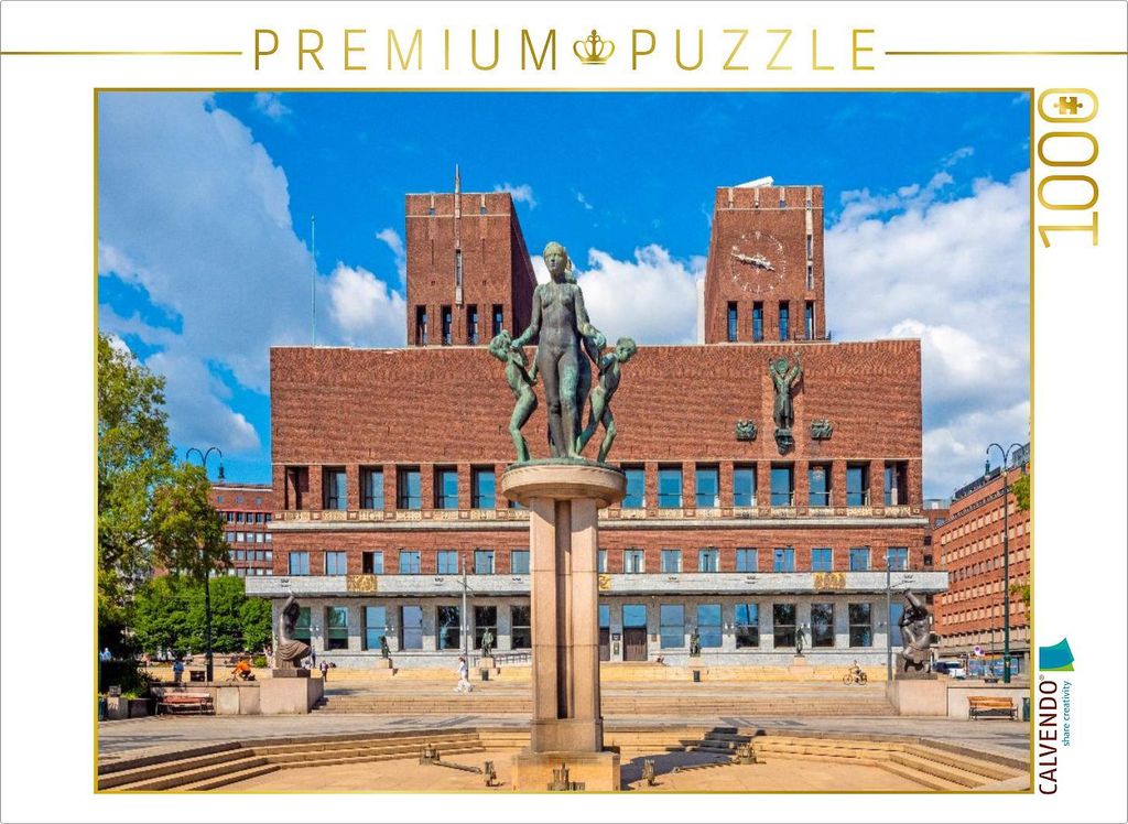 CALVENDO Puzzle Das monumentale Rathaus von Oslo | 1000 Teile Lege-Größe 64x48cm Foto-Puzzle für glückliche Stunden