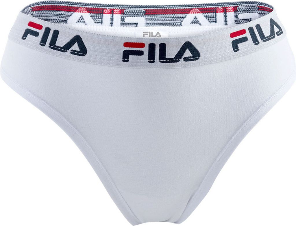 FILA Damen Brazilian Slip - Panty, Logo-Bund, Baumwolle Stretch, einfarbig, XS-XL Weiß XL