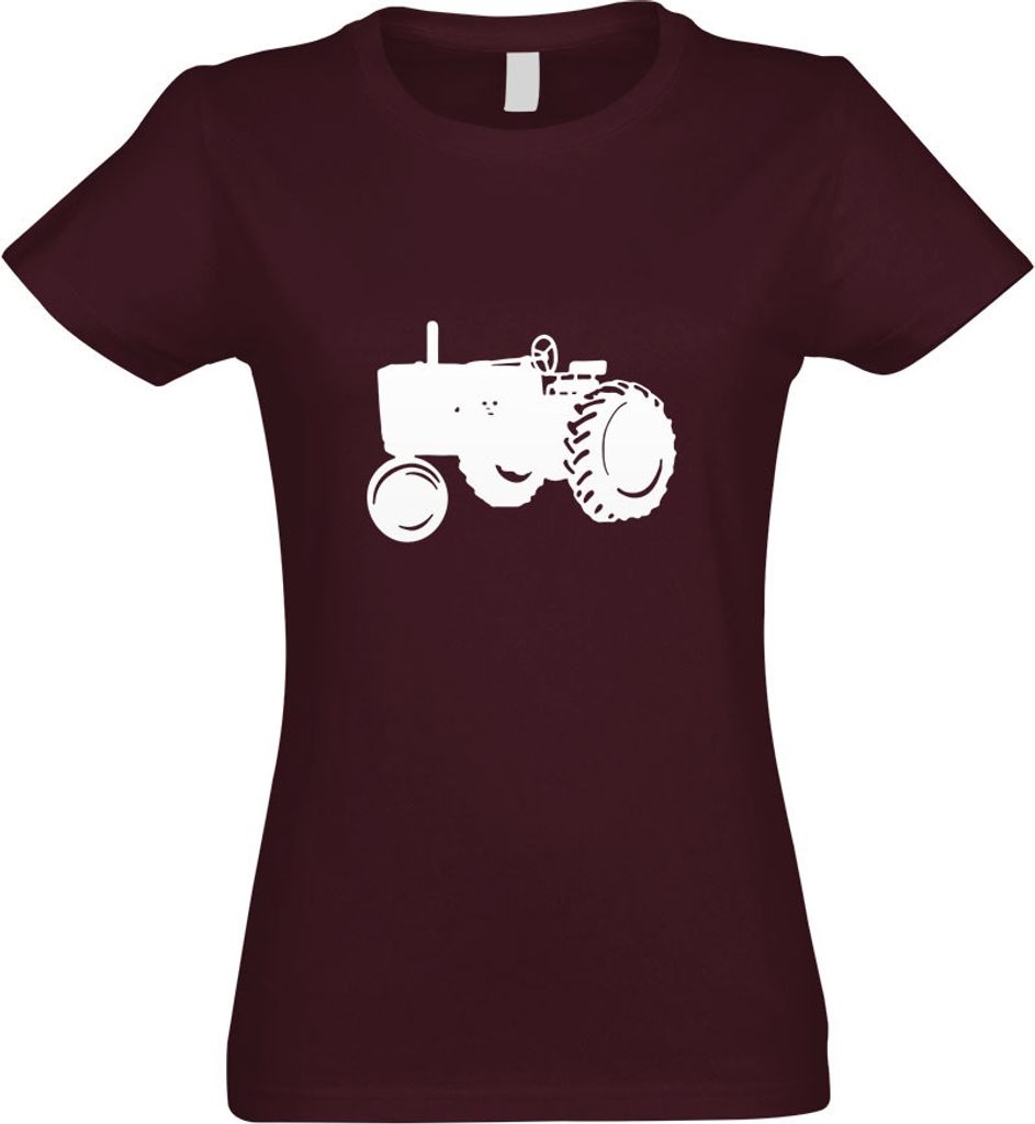 Kiwistar - T-Shirt tailliert - Damen - Burgund - Traktor - Schlepper - Großtraktor - mit Motiv Bedruckt - Funshirt Design - Sport - Freizeit - Dam...