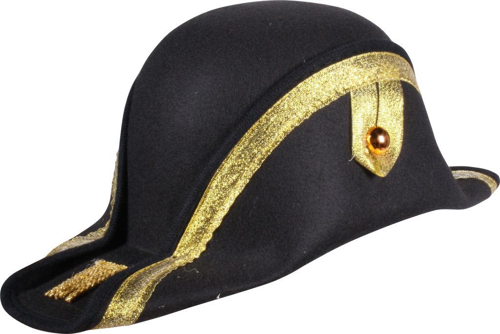 T3528 schwarz-goldfarbend Herren Napoleonhut Admiralshut Produktbild 