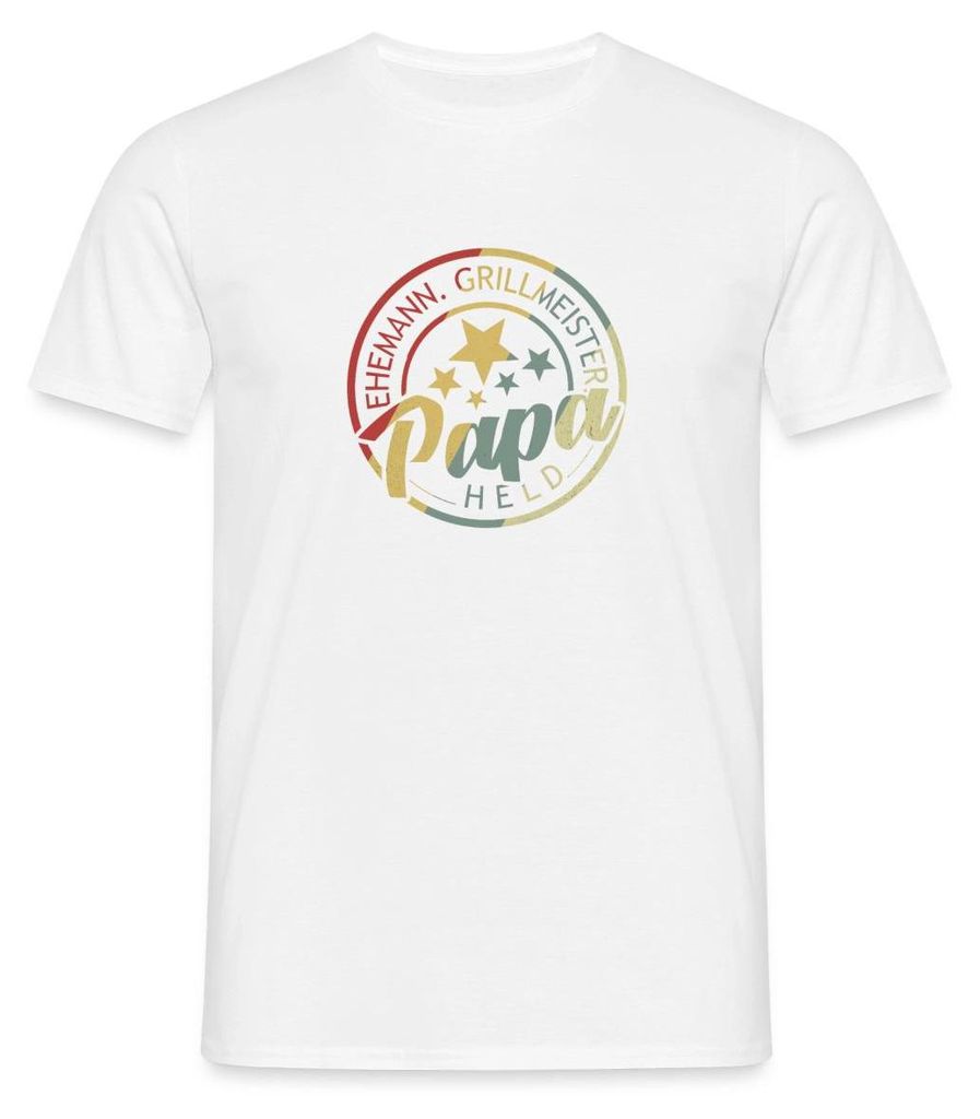 Spreadshirt Ehemann Grillmeister Papa Held BBQ Familienheld Männer T-Shirt, XXL, Weiß