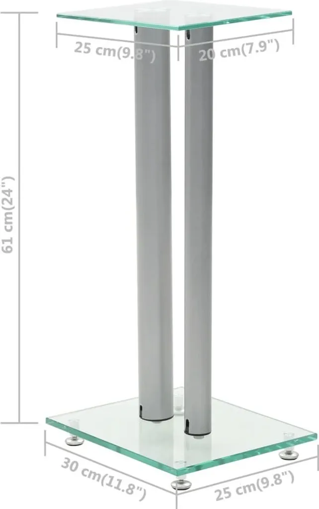Set 2 Supporti Casse Audio vidaXL Vetro e Argento - Offerta Coppia - 6