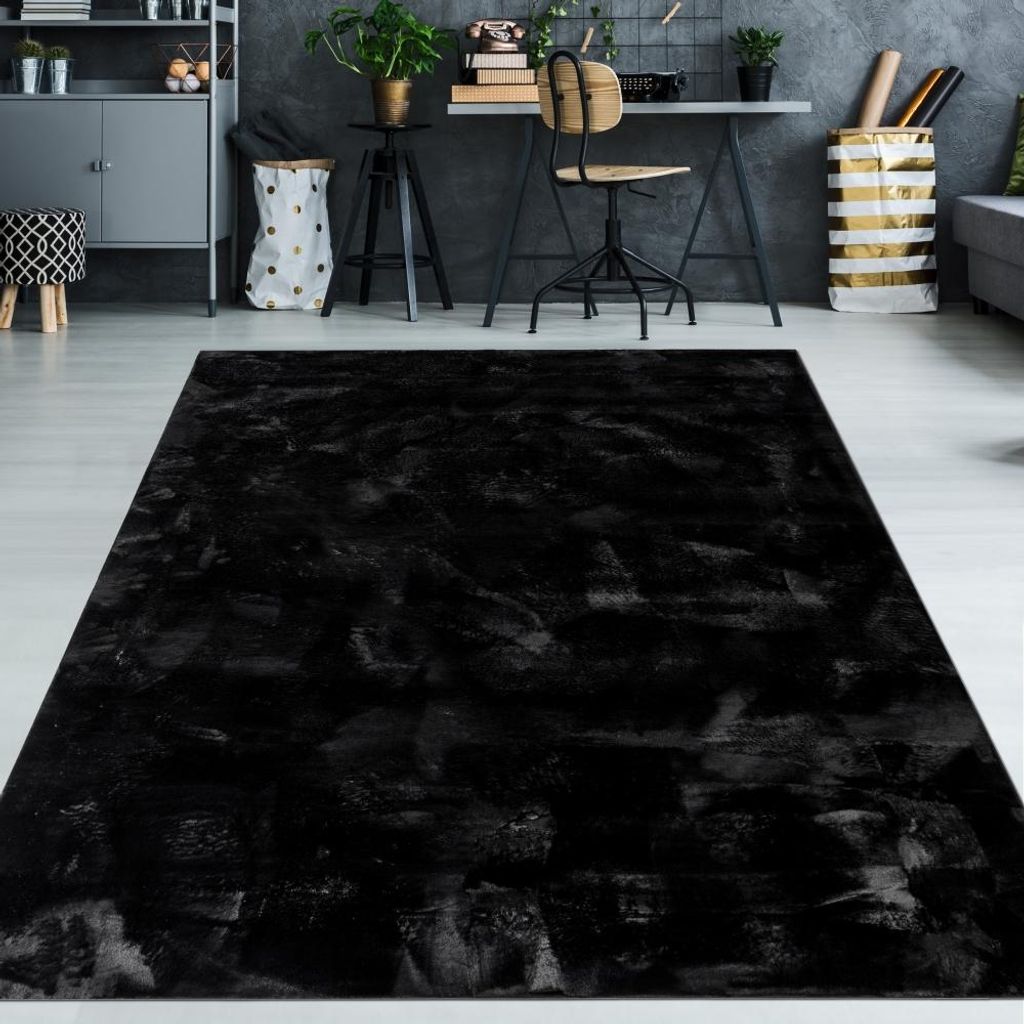 Teppich schwarz weich pflegeleicht saugrobotergeeignet für Wohnbereiche Größe - 240 x 340 cm