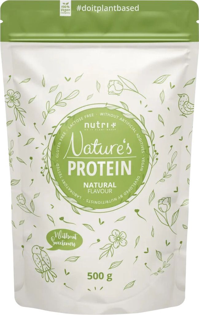 Nutri+ Vegan Nature's Protein 500g, natuurlijke variant Productafbeelding 