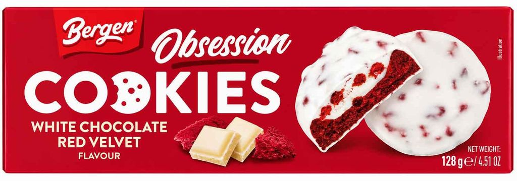 Biscuits Bergen Obsession Red Velvet au chocolat blanc, 128 Image du produit 