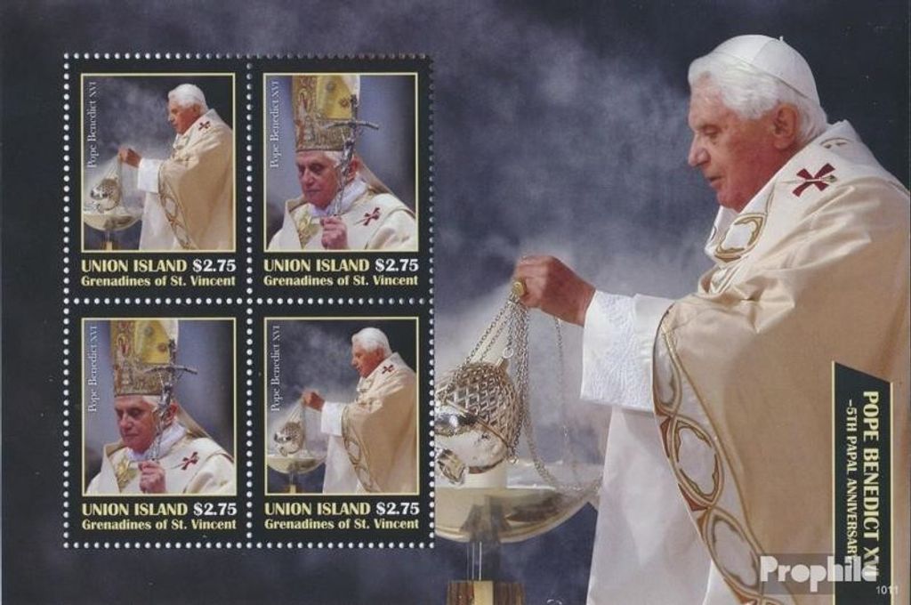 Briefmarken St. Vincent - Union Island 2010 Mi 500-501 Kleinbogen (kompl.Ausg.) postfrisch 5 Jahre Papst Benedikt XVI.