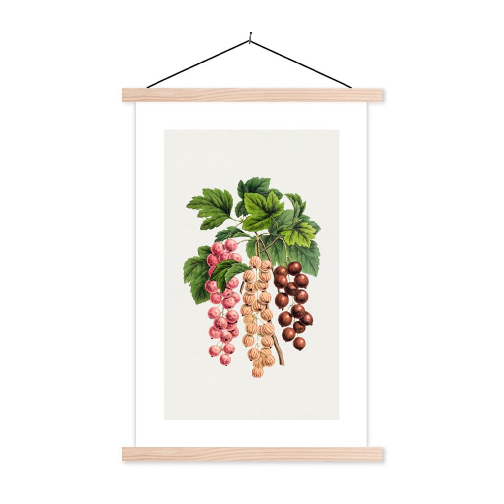 MuchoWow Textilposter Obst - Beeren - Lebensmittel 40x60 cm mit holzfarbenen Rahmen - Poster