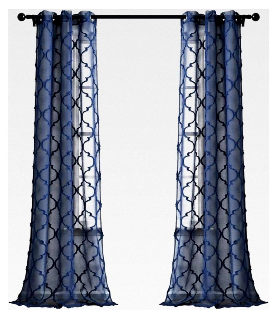 Fenstervorhang-Paar mit Rankgitterösen, 84" x 38", Marineblau