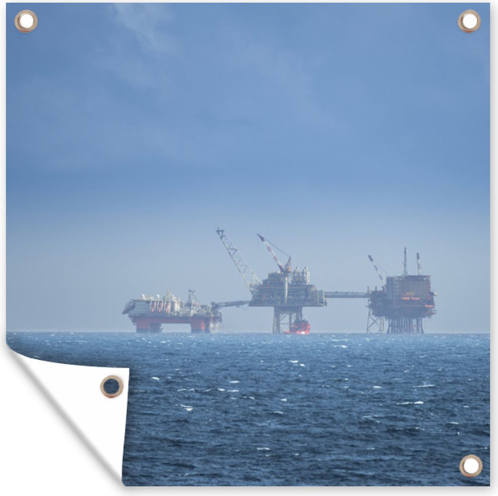 MuchoWow 100x100 cm Outdoor-Poster Gartendeko Sichtschutz Garten Poster für den Garten Nordsee - Schottland - Nebel