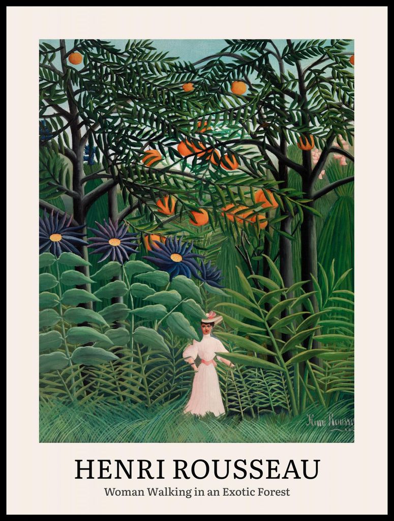 Plakat 60x80cm Design Exotischer Wald, Rousseau Vintage für das Wohnzimmer