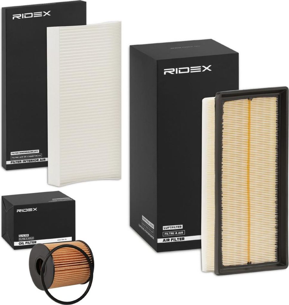 RIDEX Filterset Inspektionspaket Filtersatz passend für PEUGEOT 407 SW (6E) 407 (6D) 407 Coupe (6C) für CITROËN C5 II Break (RE)
