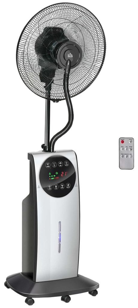 Zimilo Standventilator mit Sprühnebel 90W, 31L Wassertank, Fernbedienung, Rollen, 3 Modi, 70° Oszillation, Timer, Kühlventilator für Sommer, Sc...