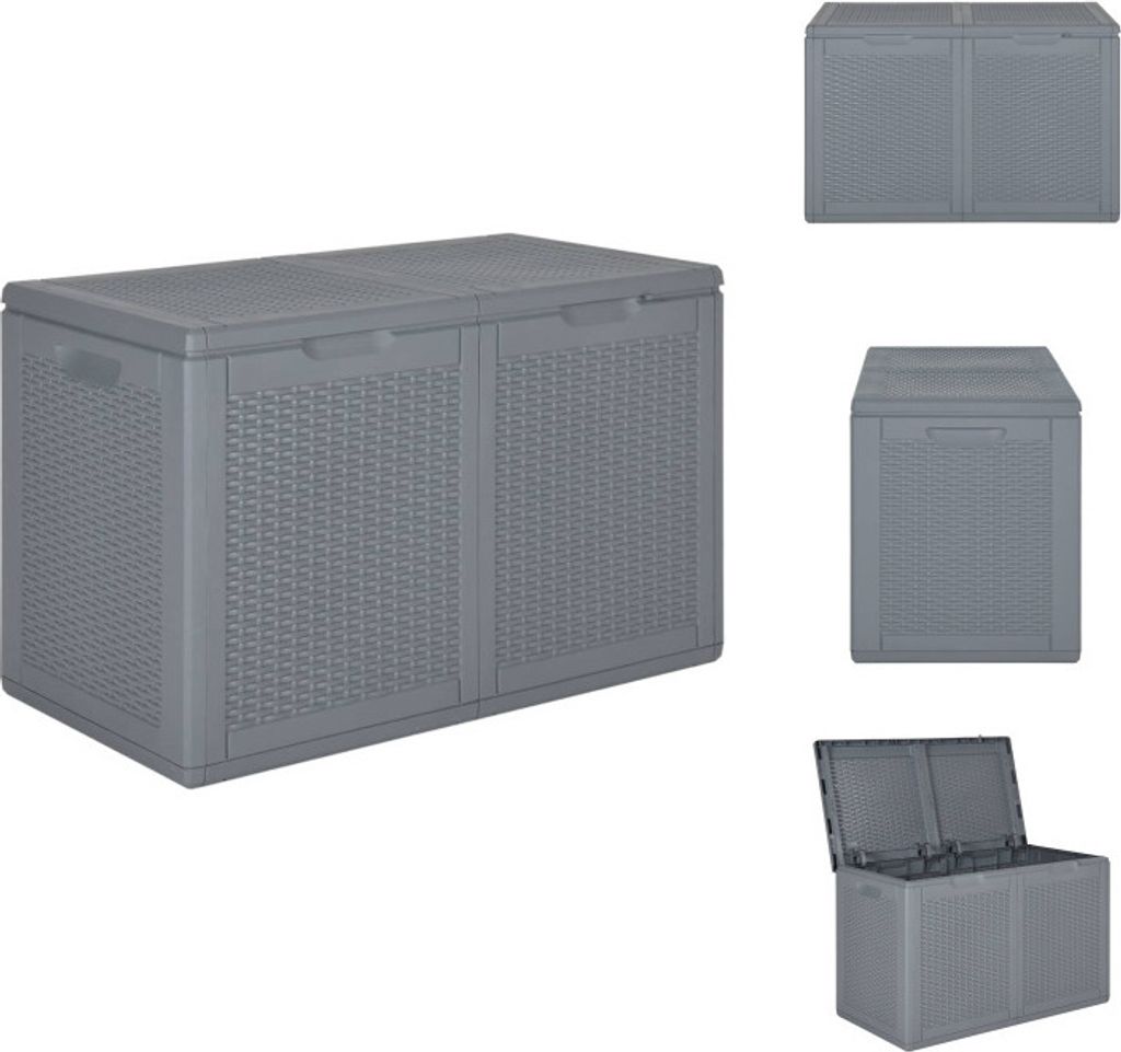 vidaXL Gartenbox Grau PP Rattan 180 L - Gartenboxen