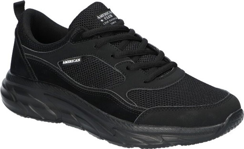 AMERICAN CLUB HA86 Sportschuhe für Herren, Sneaker, Schuheinlage "MEMORY FOAM SYSTEM" Schwarz 42